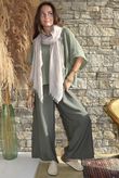 Basso Shirring Wide Leg Pant Khaki